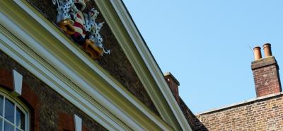 Close up of the coat of arms on Bruce Castle Museum