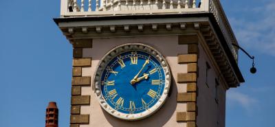 Close up of the Bruce Castle clock tower