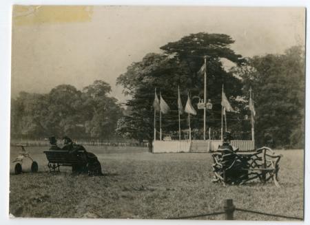 Historical image of the Bruce Castle park bandstand