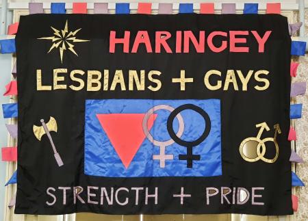 handmade banner for haringey lesbian and gay unit