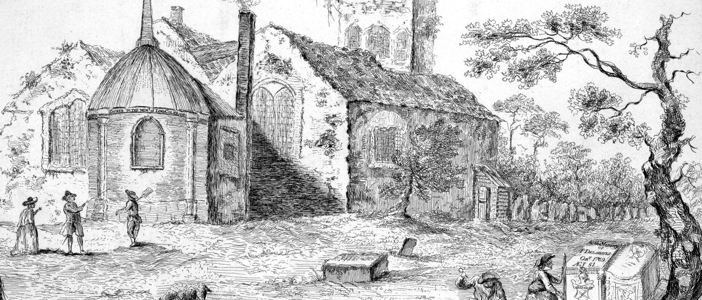 18th century drawing of a church