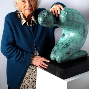 Naomi Blake, with her sculpture 'Unbound'.