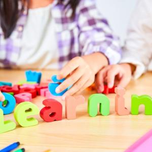 toy letters that spell the word 'learning'