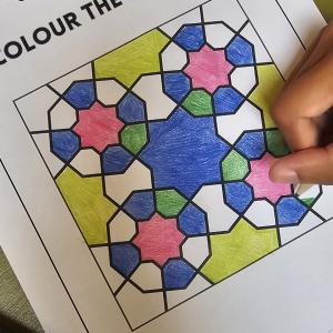 Image showing someone colouring geometric patterns