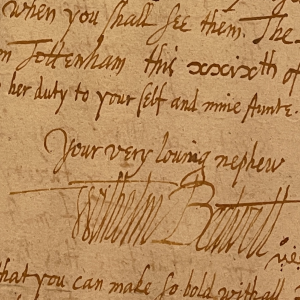 Bedwell's signature on manuscript showing the word Tottenham